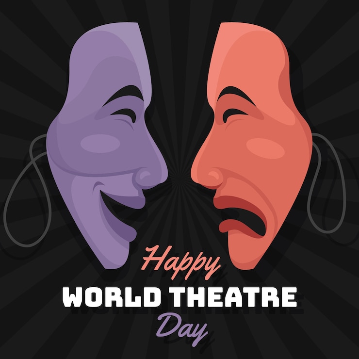 Vector gratuito ilustración plana del día mundial del teatro