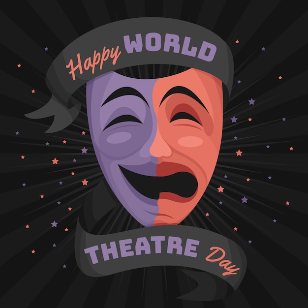 Vector gratuito ilustración plana del día mundial del teatro