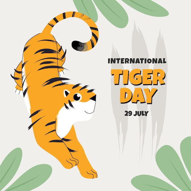 Ilustración plana del día mundial del tigre