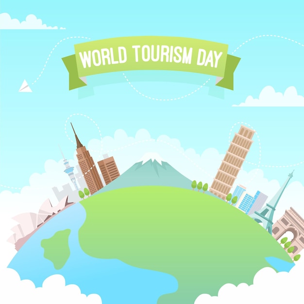 Ilustración plana del día mundial del turismo