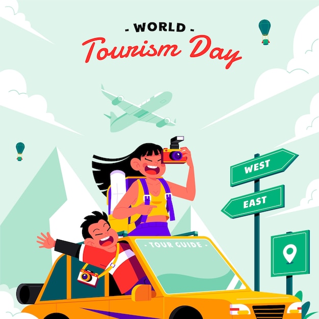 Vector gratuito ilustración plana del día mundial del turismo