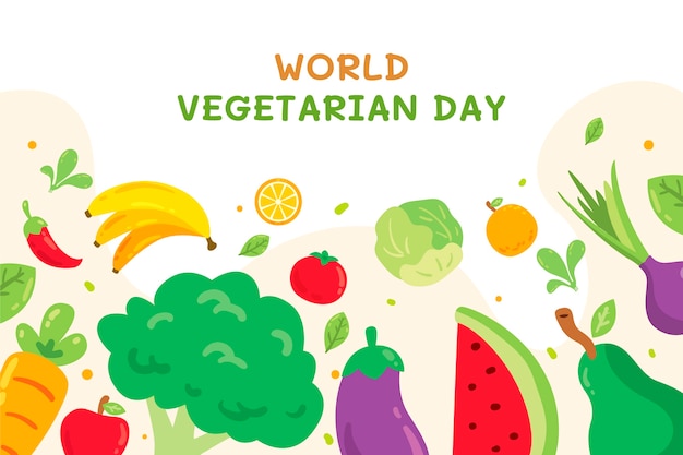 Ilustración plana para el día mundial del vegetarianismo