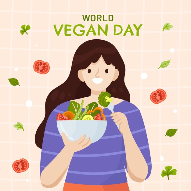 Ilustración plana para el día mundial del vegetarianismo