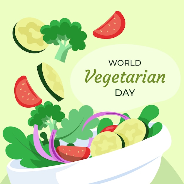 Vector gratuito ilustración plana para el día mundial del vegetarianismo