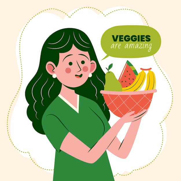 Ilustración plana para el día mundial del vegetarianismo