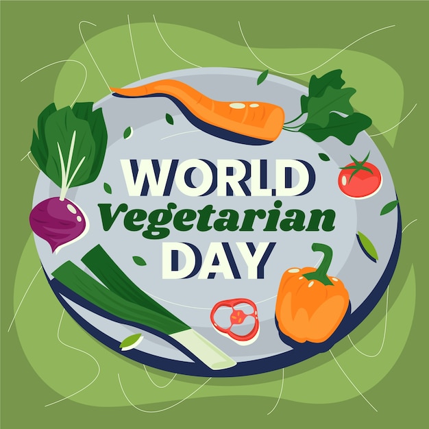 Ilustración plana del día mundial del vegetariano