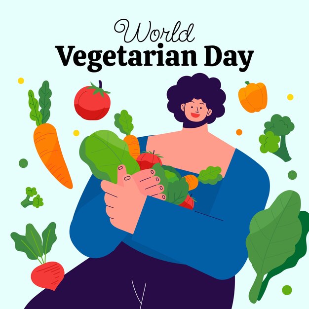 Ilustración plana del día mundial del vegetariano