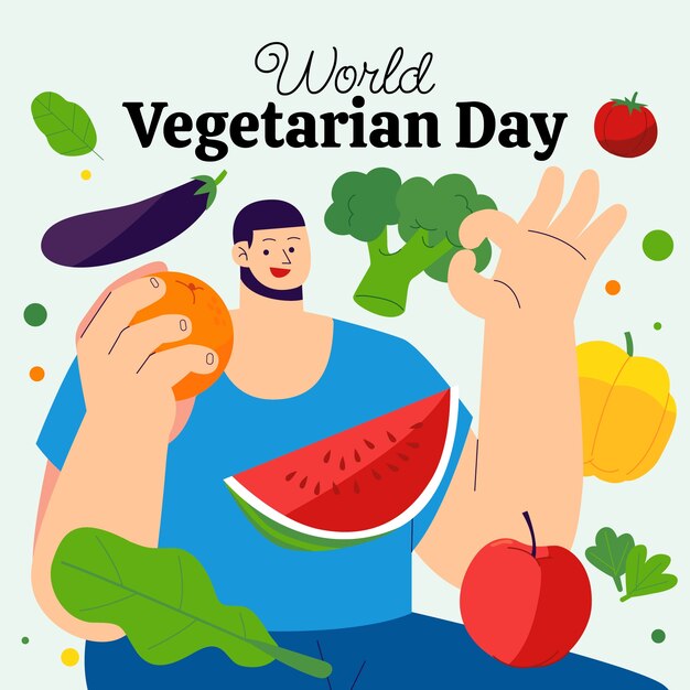 Vector gratuito ilustración plana del día mundial del vegetariano