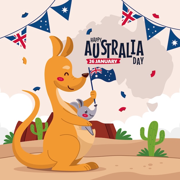 Vector gratuito ilustración plana para el día nacional australiano