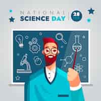 Vector gratuito ilustración plana del día nacional de la ciencia