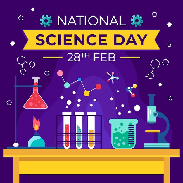 Ilustración plana del día nacional de la ciencia