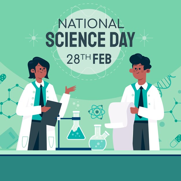 Ilustración plana del día nacional de la ciencia