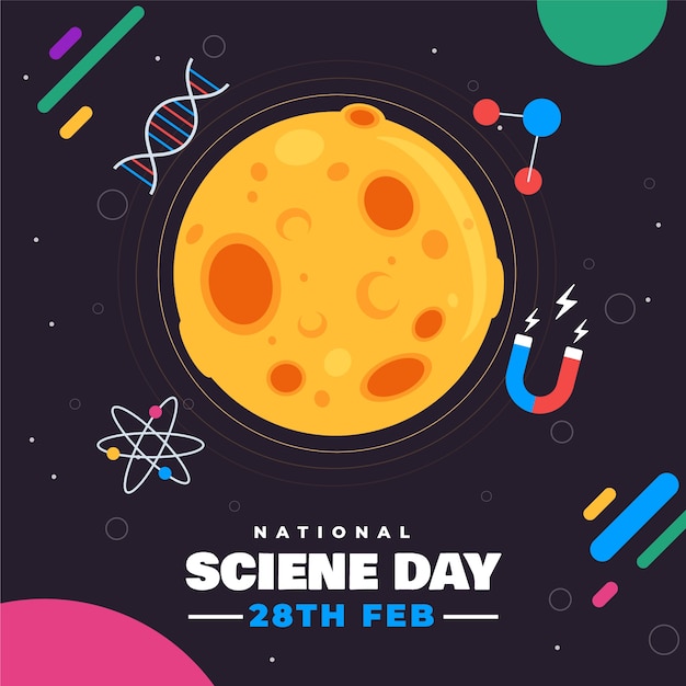 Ilustración plana del día nacional de la ciencia