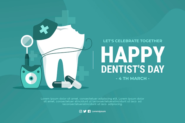 Vector gratuito ilustración plana del día nacional del dentista