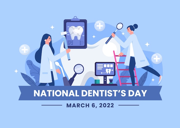 Ilustración plana del día nacional del dentista