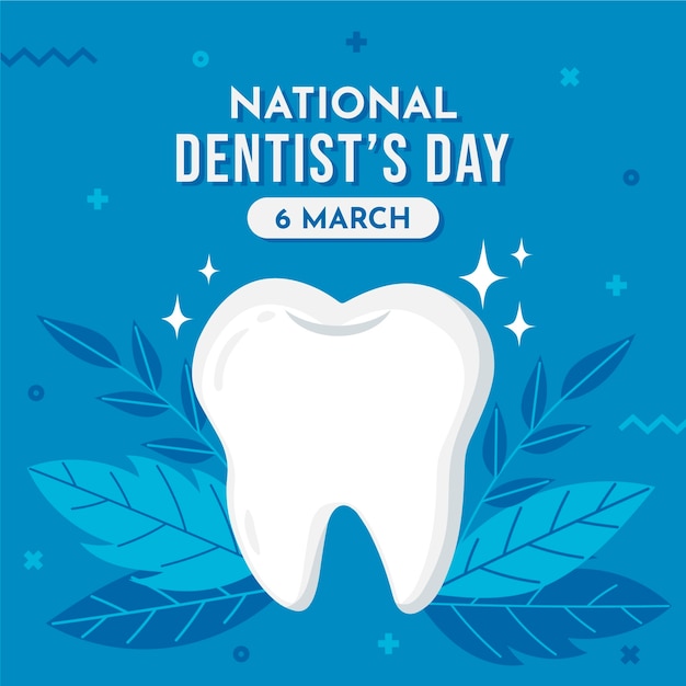 Vector gratuito ilustración plana del día nacional del dentista