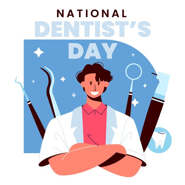 Ilustración plana del día nacional del dentista