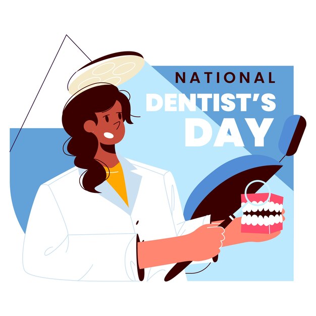 Ilustración plana del día nacional del dentista