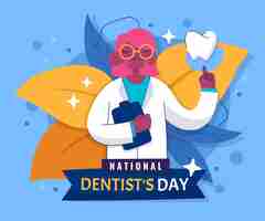 Vector gratuito ilustración plana del día nacional del dentista