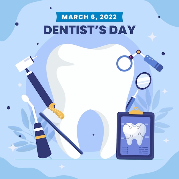 Ilustración plana del día nacional del dentista