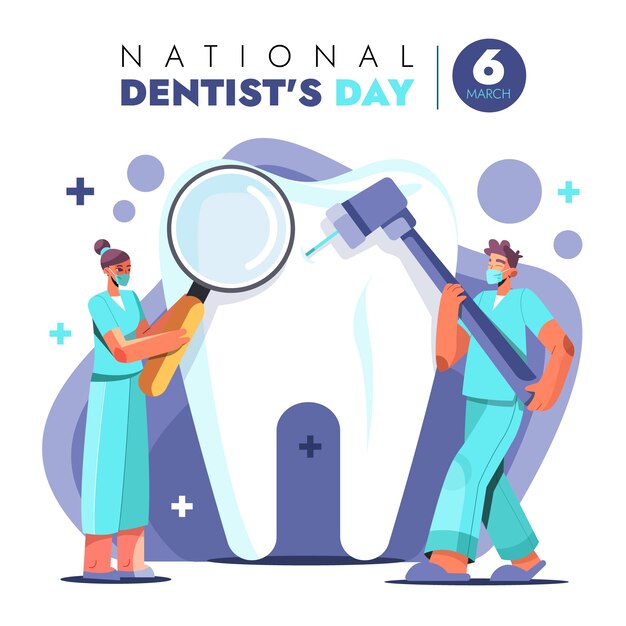 Ilustración plana del día nacional del dentista