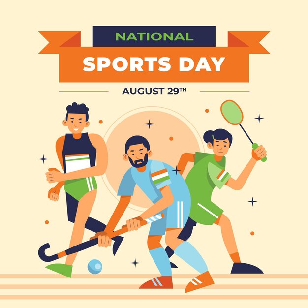 Ilustración plana del día nacional del deporte