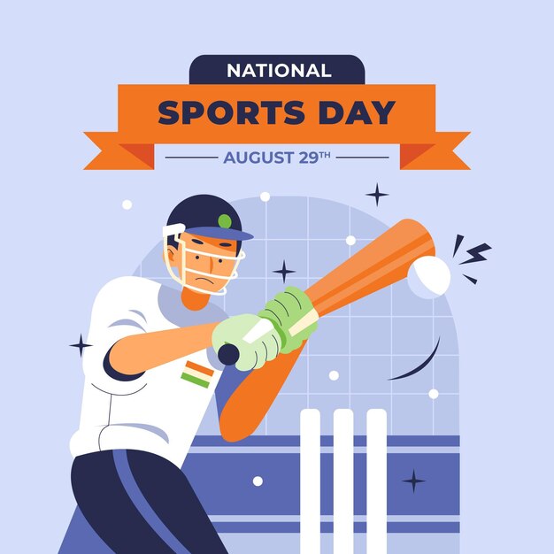 Ilustración plana del día nacional del deporte