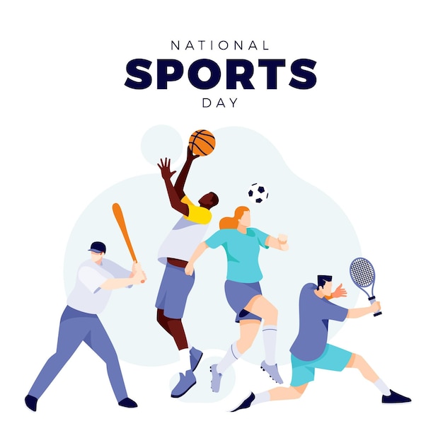 Ilustración plana del día nacional del deporte