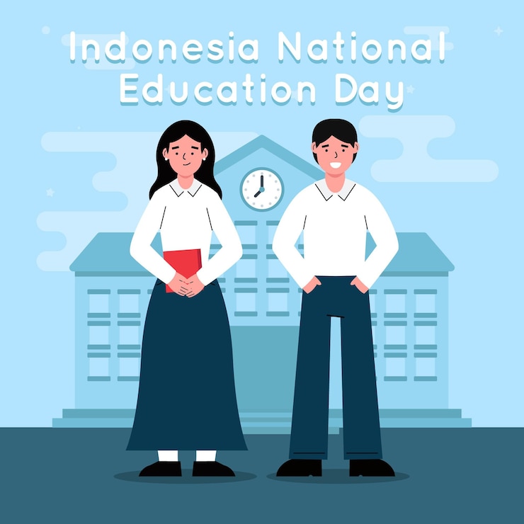 Vector gratuito ilustración plana del día nacional de la educación de indonesia