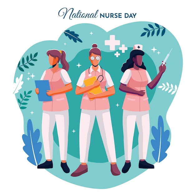 Vector gratuito ilustración plana del día nacional de las enfermeras