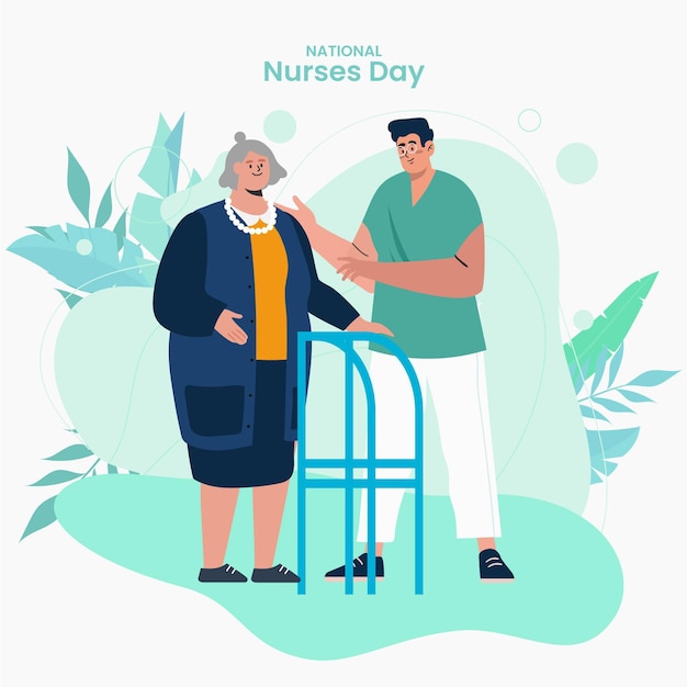 Ilustración plana del día nacional de las enfermeras