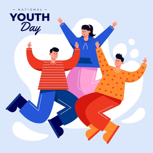 Vector gratuito ilustración plana del día nacional de la juventud