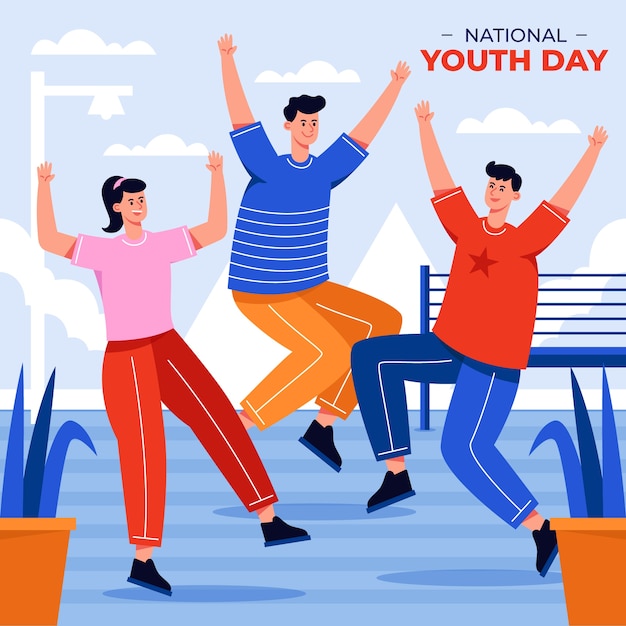 Vector gratuito ilustración plana del día nacional de la juventud