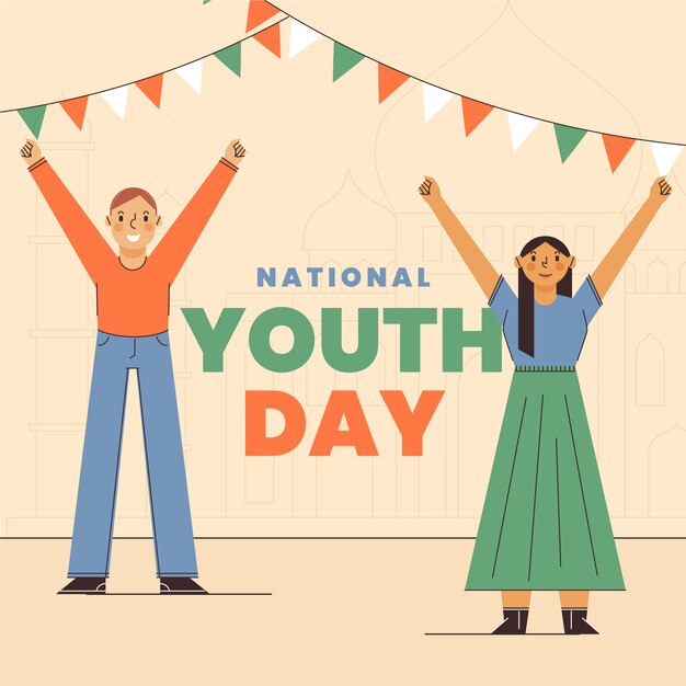 Ilustración plana del día nacional de la juventud