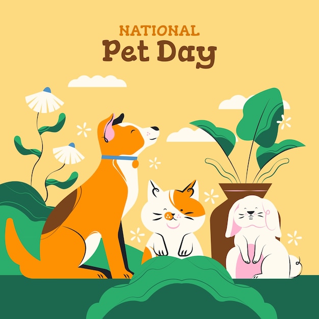 Vector gratuito ilustración plana del día nacional de las mascotas