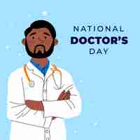 Vector gratuito ilustración plana del día nacional del médico con médico masculino