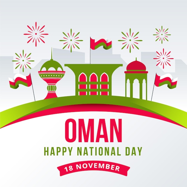 Ilustración plana del día nacional de omán