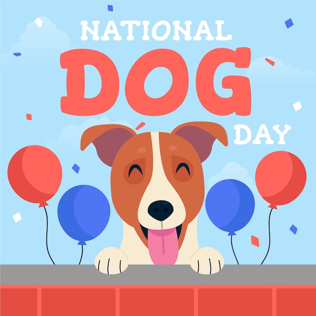 Ilustración plana del día nacional del perro