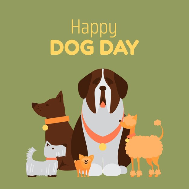 Ilustración plana del día nacional del perro