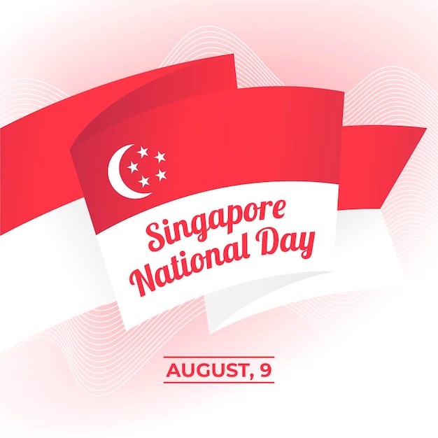 Ilustración plana del día nacional de singapur