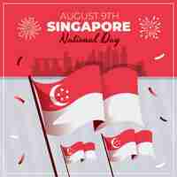 Vector gratuito ilustración plana del día nacional de singapur