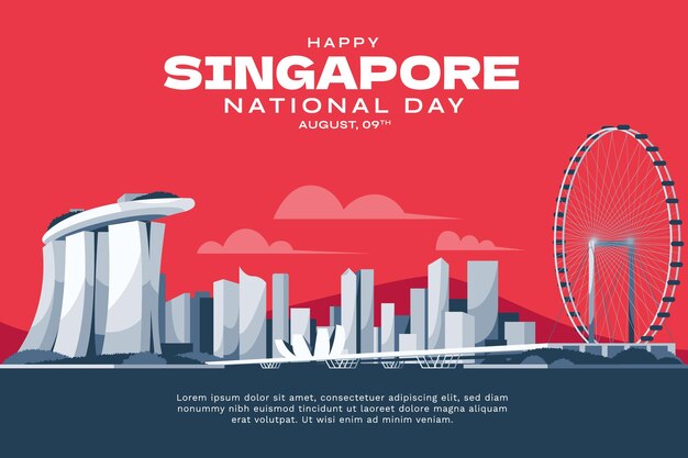 Ilustración plana del día nacional de singapur