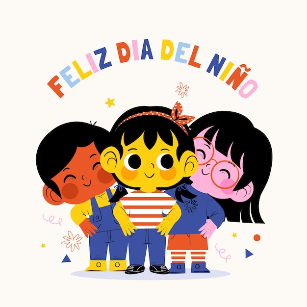 Vector gratuito ilustración plana del día del niño en español