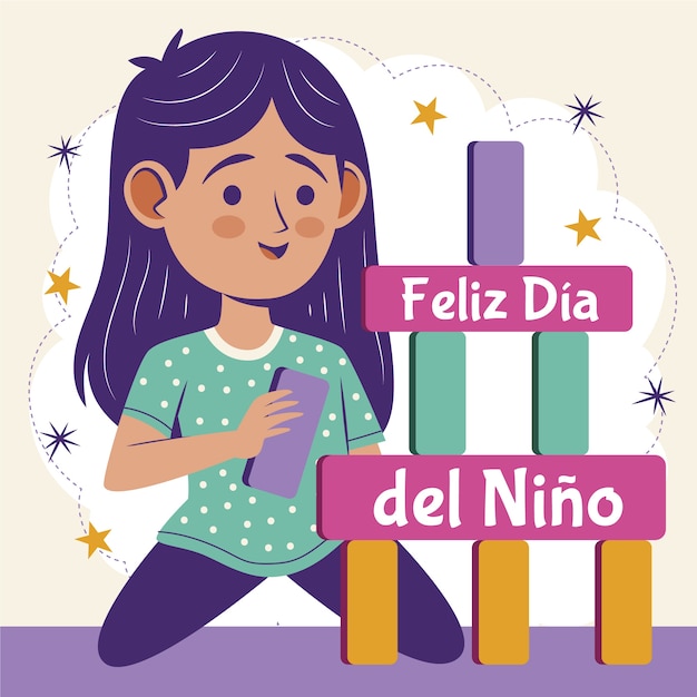 Ilustración plana del día del niño en español