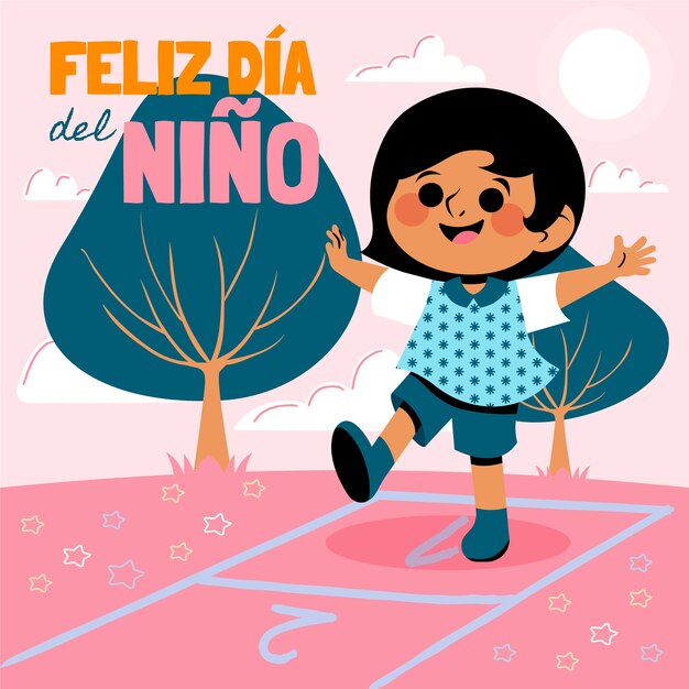 Ilustración plana del día del niño en español