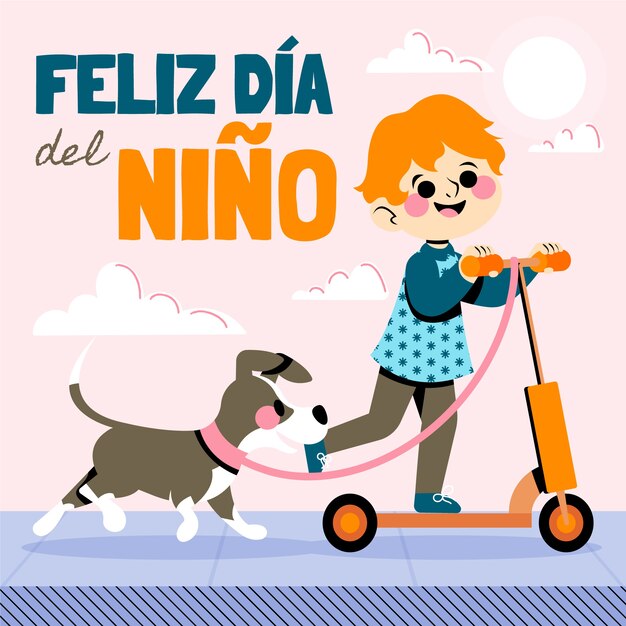 Ilustración plana del día del niño en español