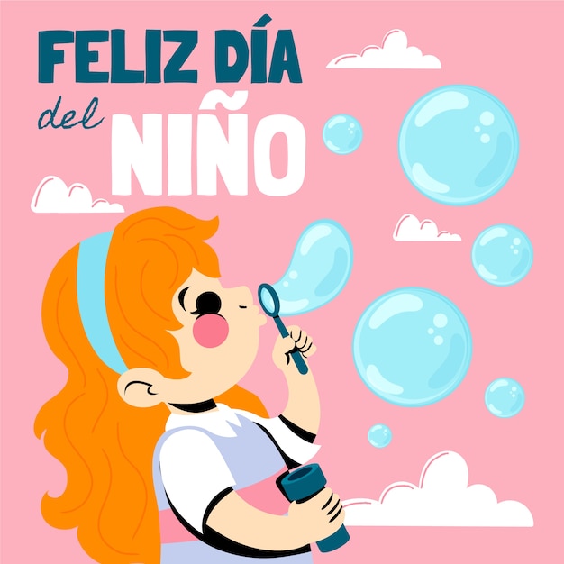Ilustración plana del día del niño en español