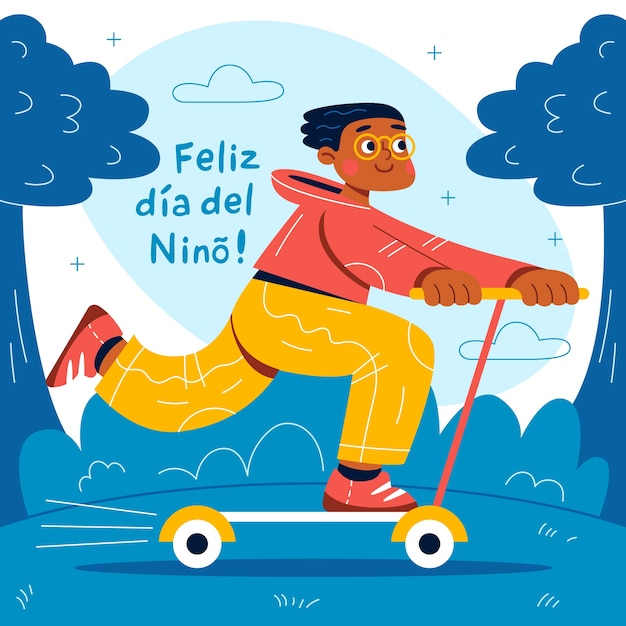 Ilustración plana del día del niño en español