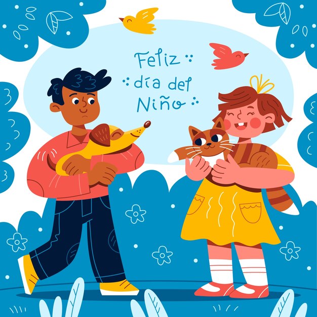 Ilustración plana del día del niño en español