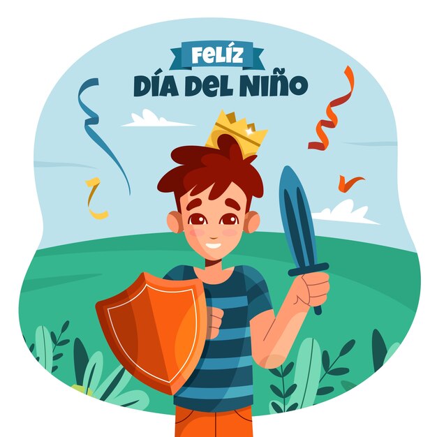 Ilustración plana del día del niño en español